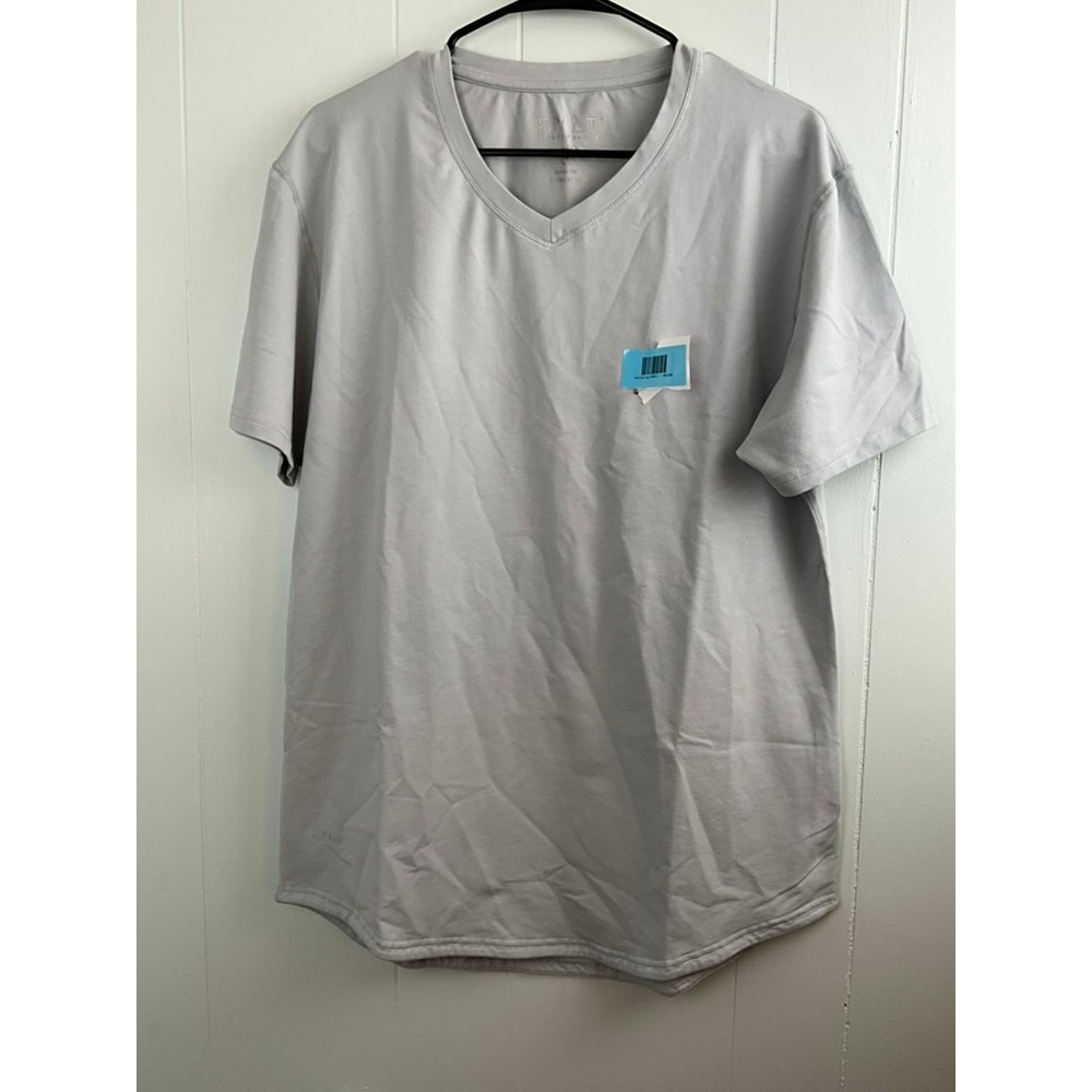 BYLT Premium Basics Lux V-Neck T-Shirt Mens Large Gray Curved‎ Hem Short Sleeve